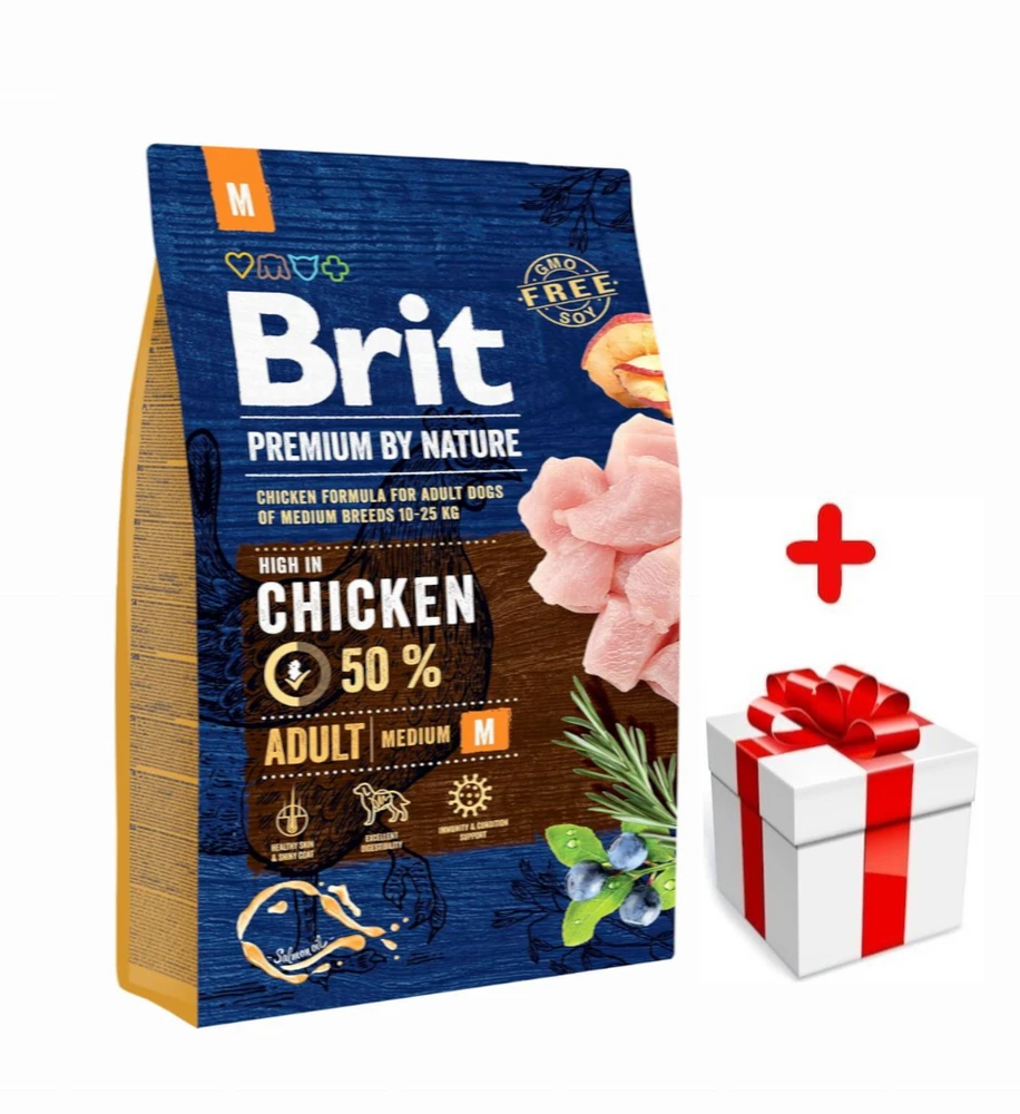Brit Premium By Nature Adult M Avec Poulet 3kg + Surprise Gratuite Pour Chien 1 Brit Premium By Nature Adult M Avec Poulet 3kg + Surprise Gratuite Pour Chien