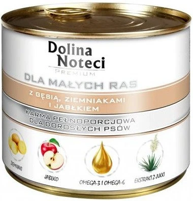 Dolina Noteci Premium Pour Chiens De Petite Race à L'oie, Aux Pommes De Terre Et à La Pomme 185g X12 1 Dolina Noteci Premium Pour Chiens De Petite Race à L'oie, Aux Pommes De Terre Et à La Pomme 185g X12