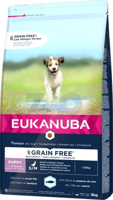 EUKANUBA Puppy&Junior Small/Medium Sans Céréales 3kg +Surprise Gratuit Pour Votre Chien