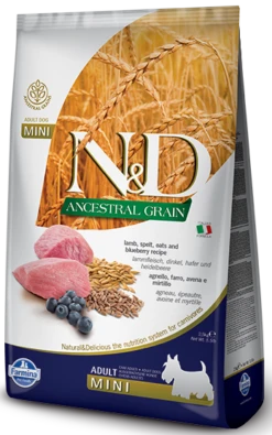 Farmina N&D Ancestral Grain Canine Adult Mini Lamb&Blueberry 7kg