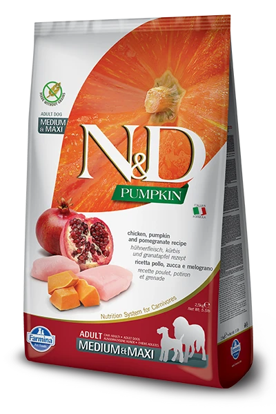 Farmina N&D Pumpkin Grain Free Canine Adult Medium&Maxi Chicken&Pomegranate 12kg 1 Farmina N&D Pumpkin Grain Free Canine Adult Medium&Maxi Chicken&Pomegranate 12kg