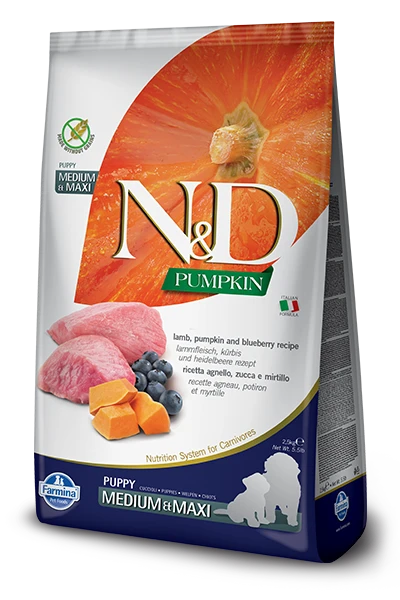 Farmina N&D Pumpkin Grain Free Canine Puppy Medium&Maxi Lamb&Blueberry 12kg 1 Farmina N&D Pumpkin Grain Free Canine Puppy Medium&Maxi Lamb&Blueberry 12kg