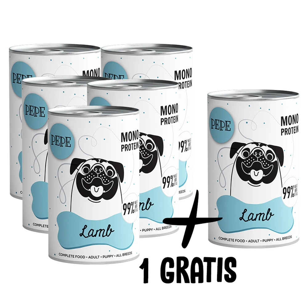PEPE MONO PROTEIN Agneau 5x400g+1 GRATIS !!! 1 PEPE MONO PROTEIN Agneau 5x400g+1 GRATIS !!!