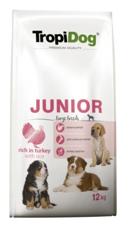Tropidog Premium Junior Dinde Avec Riz 12kg + Surprise Gratuite Pour Chien