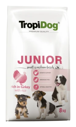 Tropidog Premium Junior Petites Et Moyennes Races Saumon Avec Riz 8kg